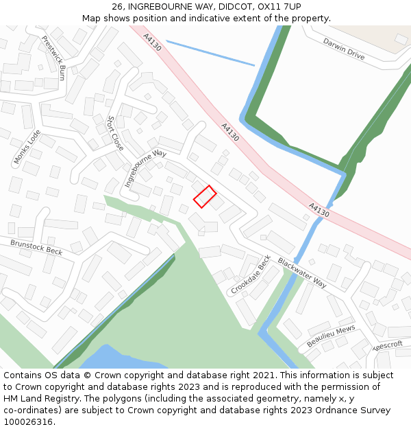 26, INGREBOURNE WAY, DIDCOT, OX11 7UP: Location map and indicative extent of plot