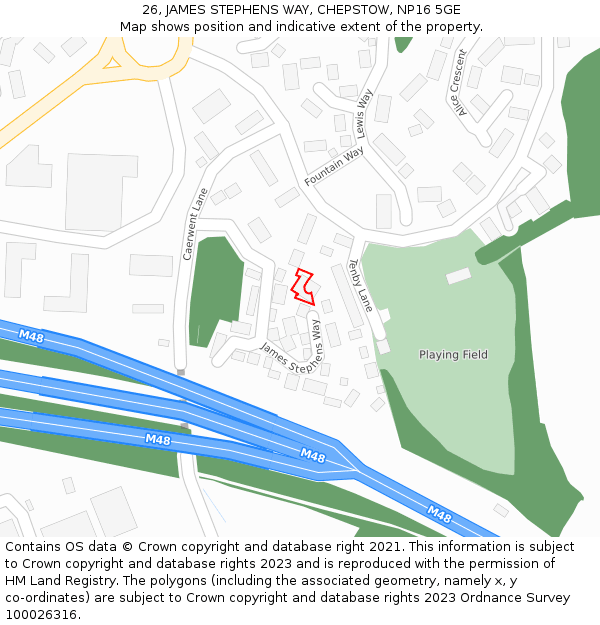 26, JAMES STEPHENS WAY, CHEPSTOW, NP16 5GE: Location map and indicative extent of plot
