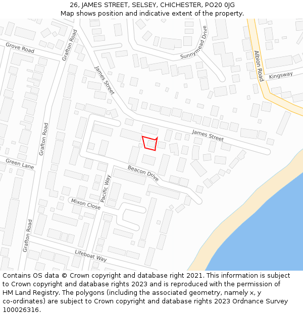 26, JAMES STREET, SELSEY, CHICHESTER, PO20 0JG: Location map and indicative extent of plot