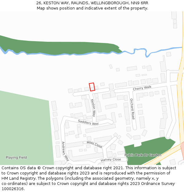 26, KESTON WAY, RAUNDS, WELLINGBOROUGH, NN9 6RR: Location map and indicative extent of plot