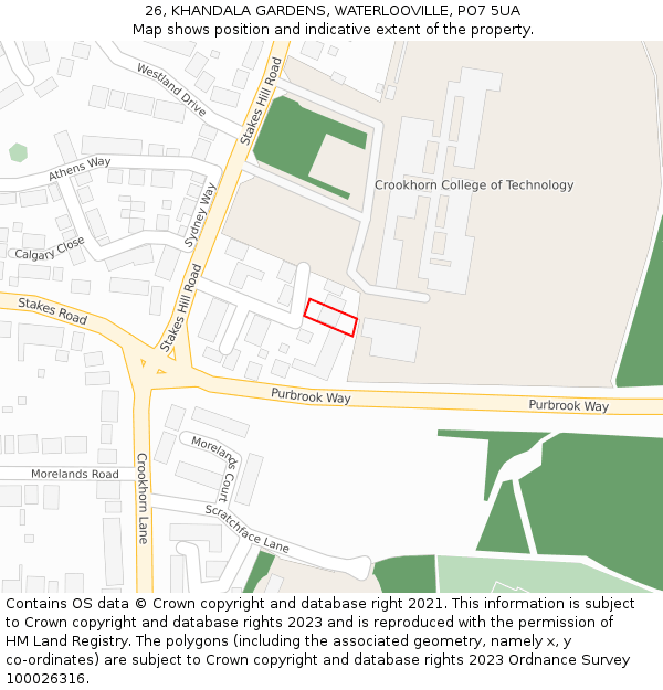 26, KHANDALA GARDENS, WATERLOOVILLE, PO7 5UA: Location map and indicative extent of plot