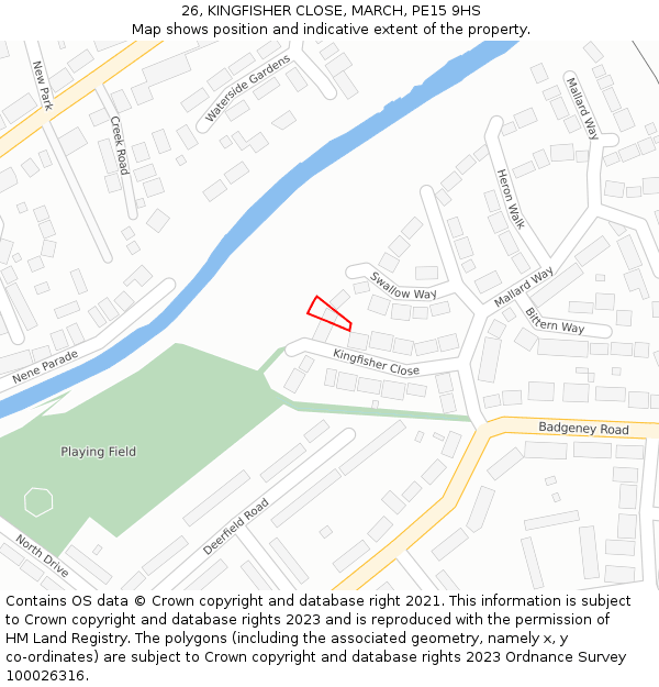 26, KINGFISHER CLOSE, MARCH, PE15 9HS: Location map and indicative extent of plot