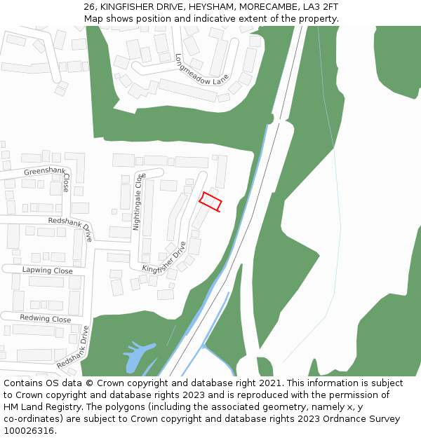 26, KINGFISHER DRIVE, HEYSHAM, MORECAMBE, LA3 2FT: Location map and indicative extent of plot