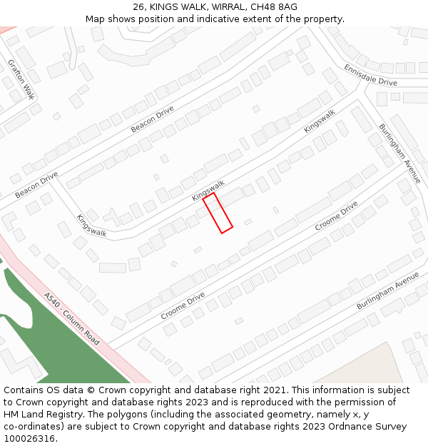 26, KINGS WALK, WIRRAL, CH48 8AG: Location map and indicative extent of plot