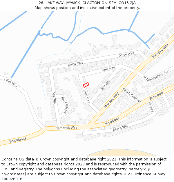 26, LAKE WAY, JAYWICK, CLACTON-ON-SEA, CO15 2JA: Location map and indicative extent of plot