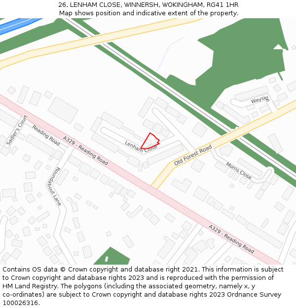 26, LENHAM CLOSE, WINNERSH, WOKINGHAM, RG41 1HR: Location map and indicative extent of plot