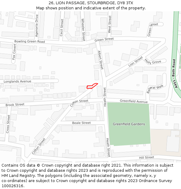 26, LION PASSAGE, STOURBRIDGE, DY8 3TX: Location map and indicative extent of plot