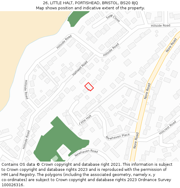 26, LITTLE HALT, PORTISHEAD, BRISTOL, BS20 8JQ: Location map and indicative extent of plot