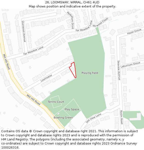 26, LOOMSWAY, WIRRAL, CH61 4UD: Location map and indicative extent of plot