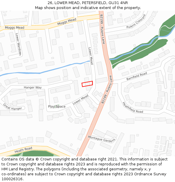 26, LOWER MEAD, PETERSFIELD, GU31 4NR: Location map and indicative extent of plot