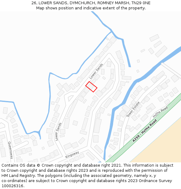 26, LOWER SANDS, DYMCHURCH, ROMNEY MARSH, TN29 0NE: Location map and indicative extent of plot