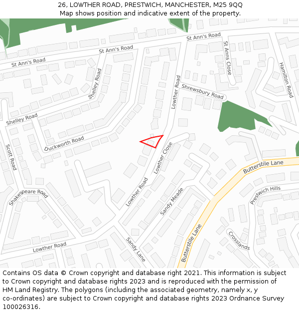 26, LOWTHER ROAD, PRESTWICH, MANCHESTER, M25 9QQ: Location map and indicative extent of plot