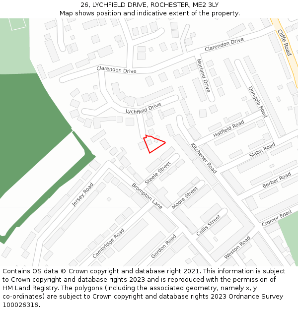 26, LYCHFIELD DRIVE, ROCHESTER, ME2 3LY: Location map and indicative extent of plot