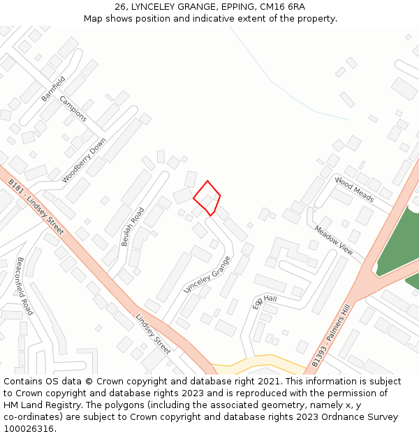 26, LYNCELEY GRANGE, EPPING, CM16 6RA: Location map and indicative extent of plot