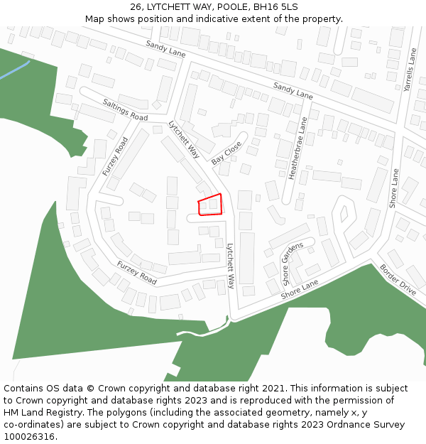 26, LYTCHETT WAY, POOLE, BH16 5LS: Location map and indicative extent of plot