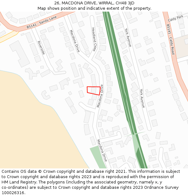 26, MACDONA DRIVE, WIRRAL, CH48 3JD: Location map and indicative extent of plot