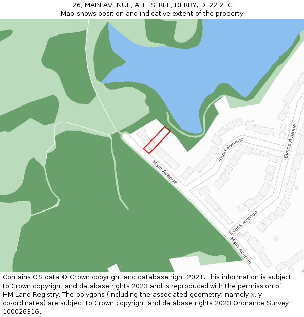 26, MAIN AVENUE, ALLESTREE, DERBY, DE22 2EG: Location map and indicative extent of plot