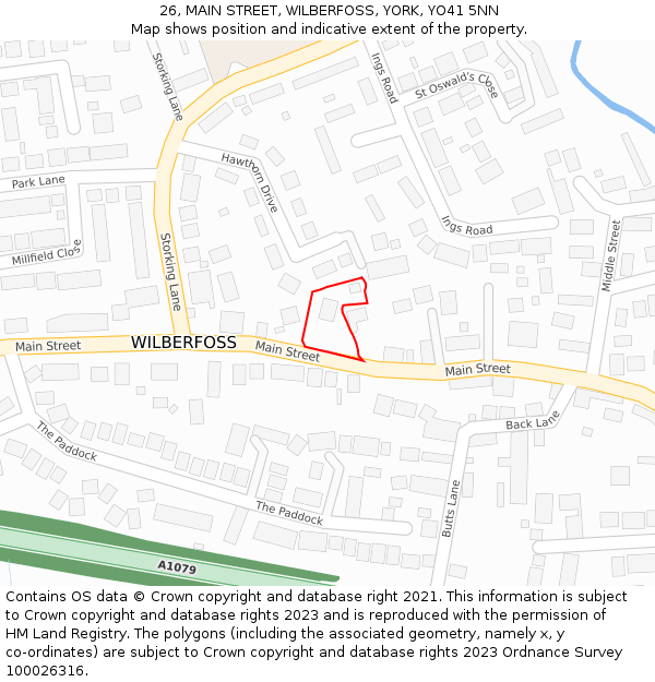 26, MAIN STREET, WILBERFOSS, YORK, YO41 5NN: Location map and indicative extent of plot
