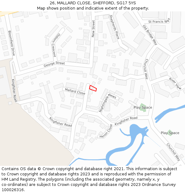 26, MALLARD CLOSE, SHEFFORD, SG17 5YS: Location map and indicative extent of plot