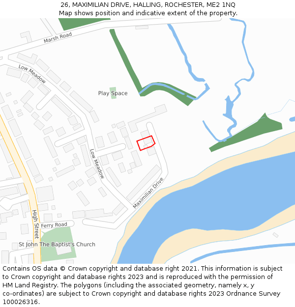 26, MAXIMILIAN DRIVE, HALLING, ROCHESTER, ME2 1NQ: Location map and indicative extent of plot