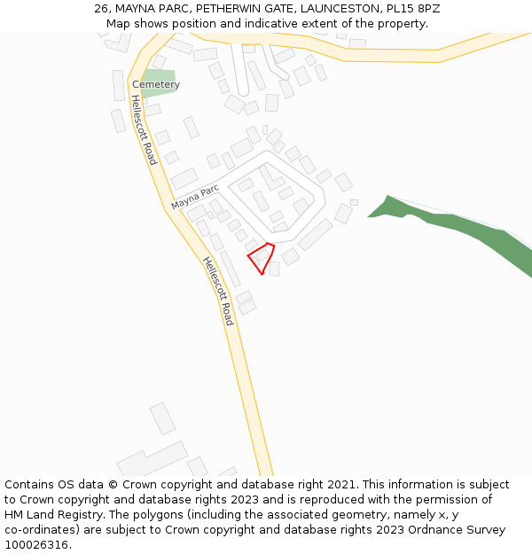 26, MAYNA PARC, PETHERWIN GATE, LAUNCESTON, PL15 8PZ: Location map and indicative extent of plot