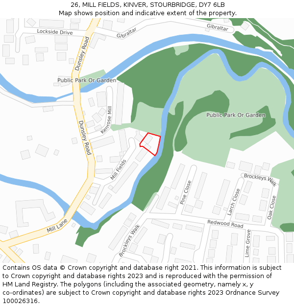 26, MILL FIELDS, KINVER, STOURBRIDGE, DY7 6LB: Location map and indicative extent of plot
