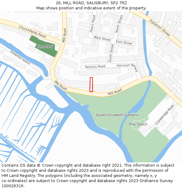 26, MILL ROAD, SALISBURY, SP2 7RZ: Location map and indicative extent of plot