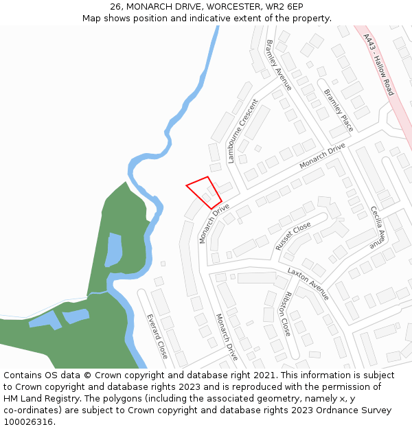 26, MONARCH DRIVE, WORCESTER, WR2 6EP: Location map and indicative extent of plot