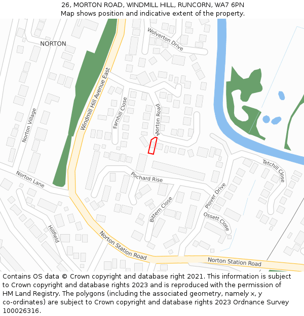 26, MORTON ROAD, WINDMILL HILL, RUNCORN, WA7 6PN: Location map and indicative extent of plot