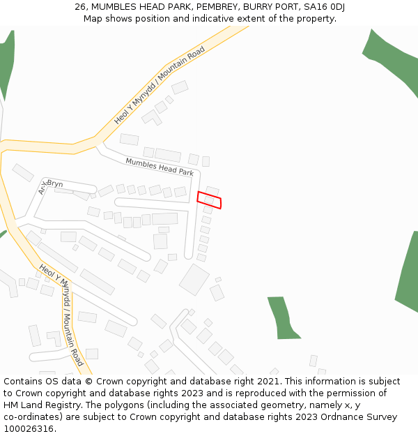 26, MUMBLES HEAD PARK, PEMBREY, BURRY PORT, SA16 0DJ: Location map and indicative extent of plot