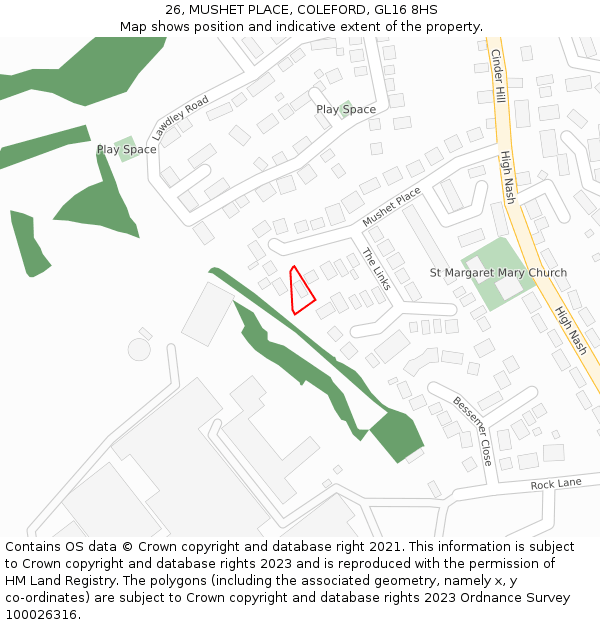 26, MUSHET PLACE, COLEFORD, GL16 8HS: Location map and indicative extent of plot