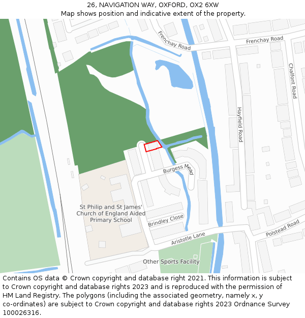 26, NAVIGATION WAY, OXFORD, OX2 6XW: Location map and indicative extent of plot