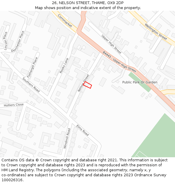 26, NELSON STREET, THAME, OX9 2DP: Location map and indicative extent of plot