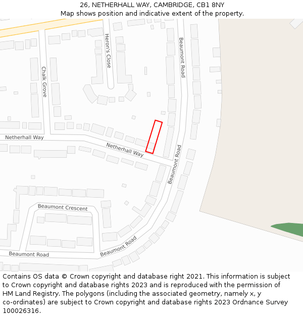 26, NETHERHALL WAY, CAMBRIDGE, CB1 8NY: Location map and indicative extent of plot