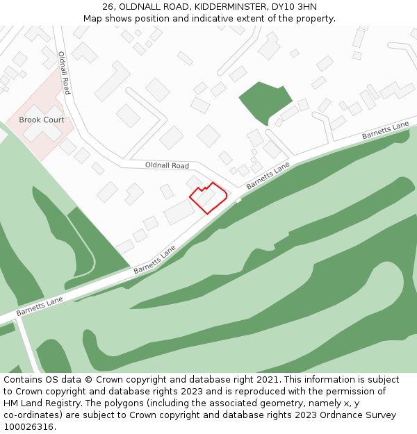 26, OLDNALL ROAD, KIDDERMINSTER, DY10 3HN: Location map and indicative extent of plot