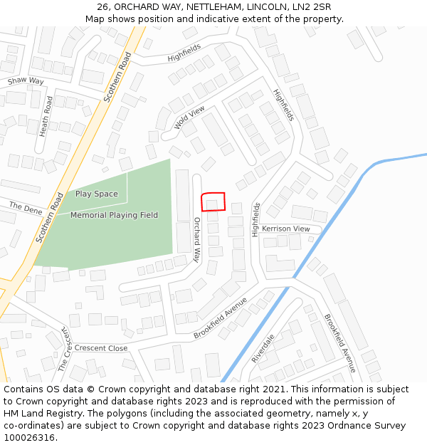 26, ORCHARD WAY, NETTLEHAM, LINCOLN, LN2 2SR: Location map and indicative extent of plot