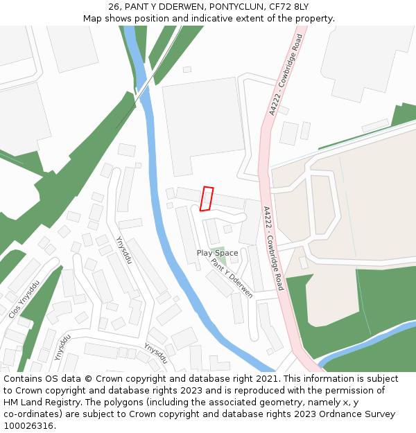 26, PANT Y DDERWEN, PONTYCLUN, CF72 8LY: Location map and indicative extent of plot