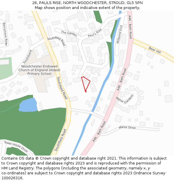 26, PAULS RISE, NORTH WOODCHESTER, STROUD, GL5 5PN: Location map and indicative extent of plot