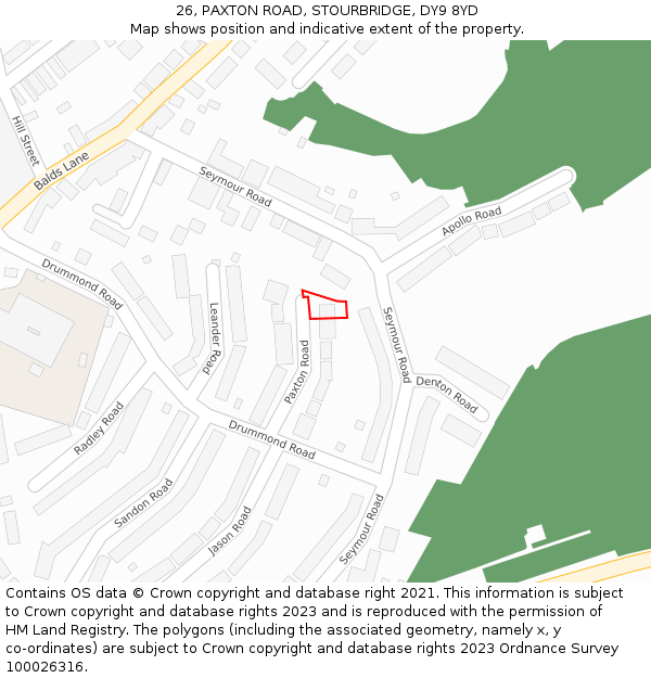 26, PAXTON ROAD, STOURBRIDGE, DY9 8YD: Location map and indicative extent of plot