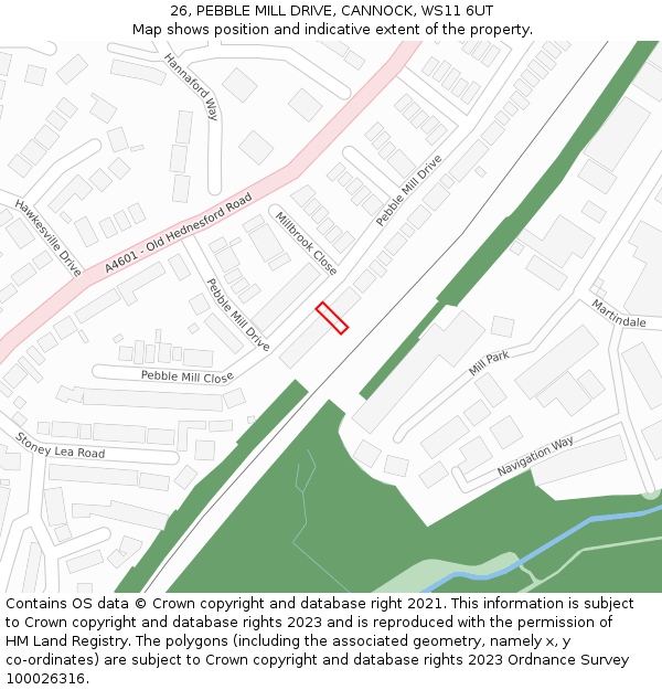 26, PEBBLE MILL DRIVE, CANNOCK, WS11 6UT: Location map and indicative extent of plot