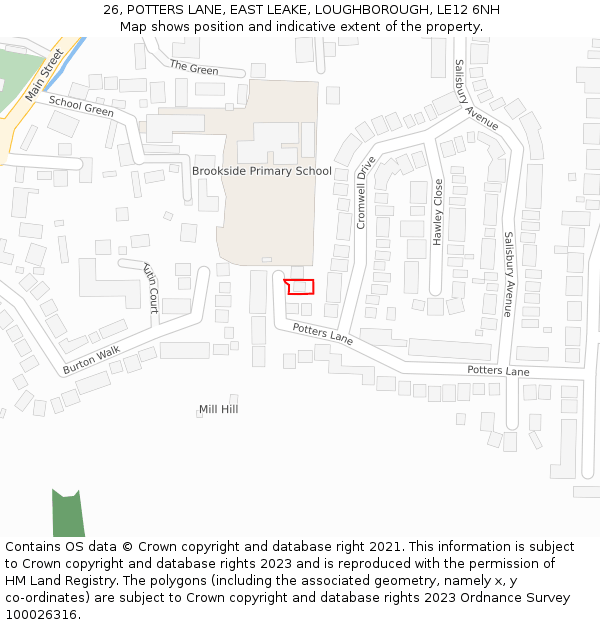 26, POTTERS LANE, EAST LEAKE, LOUGHBOROUGH, LE12 6NH: Location map and indicative extent of plot