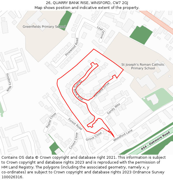 26, QUARRY BANK RISE, WINSFORD, CW7 2GJ: Location map and indicative extent of plot