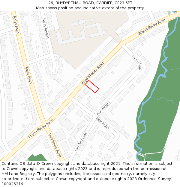 26, RHYDYPENAU ROAD, CARDIFF, CF23 6PT: Location map and indicative extent of plot