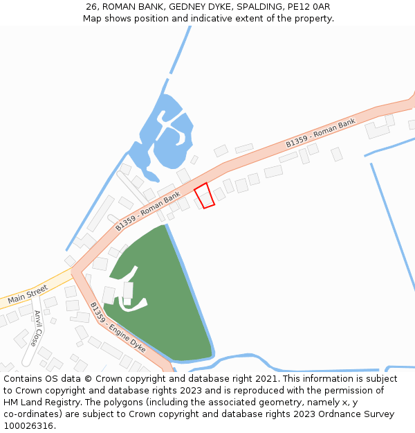 26, ROMAN BANK, GEDNEY DYKE, SPALDING, PE12 0AR: Location map and indicative extent of plot