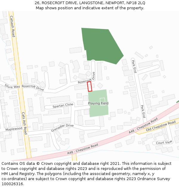 26, ROSECROFT DRIVE, LANGSTONE, NEWPORT, NP18 2LQ: Location map and indicative extent of plot