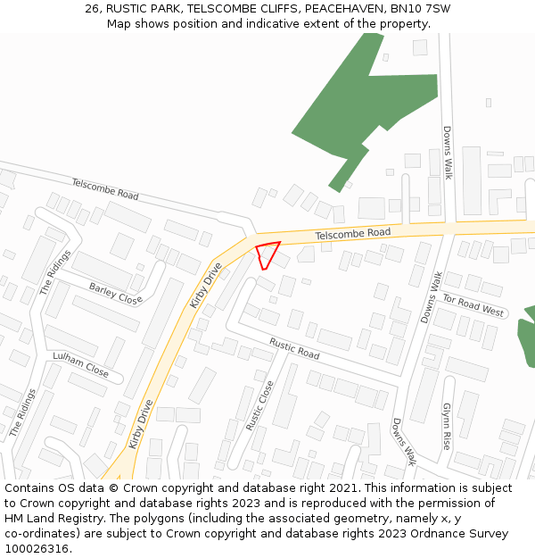 26, RUSTIC PARK, TELSCOMBE CLIFFS, PEACEHAVEN, BN10 7SW: Location map and indicative extent of plot