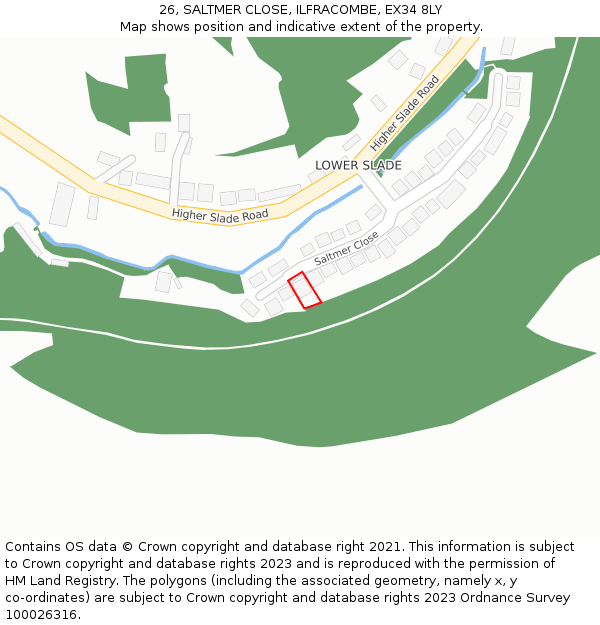 26, SALTMER CLOSE, ILFRACOMBE, EX34 8LY: Location map and indicative extent of plot