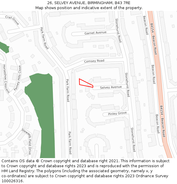 26, SELVEY AVENUE, BIRMINGHAM, B43 7RE: Location map and indicative extent of plot