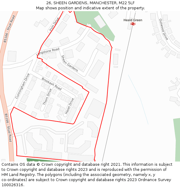 26, SHEEN GARDENS, MANCHESTER, M22 5LF: Location map and indicative extent of plot