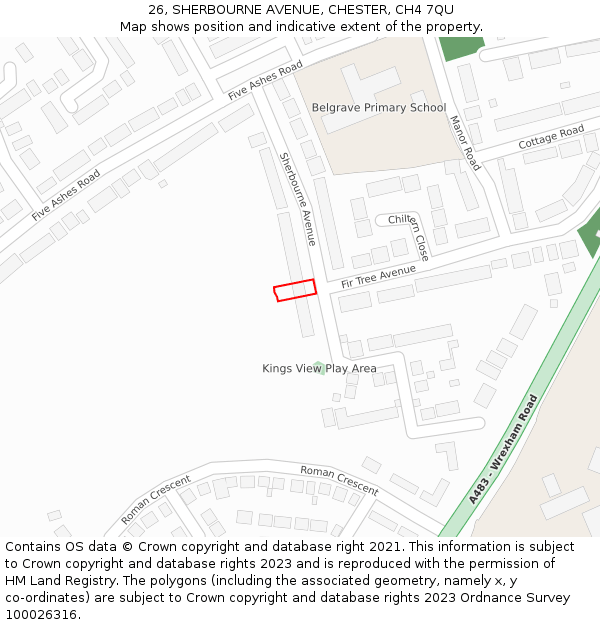 26, SHERBOURNE AVENUE, CHESTER, CH4 7QU: Location map and indicative extent of plot